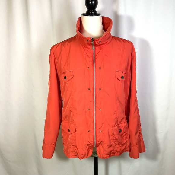 TanJay Petites Jacket Size 10P Orange Snap Pockets Lightweight Retro Style - Picture 4 of 16